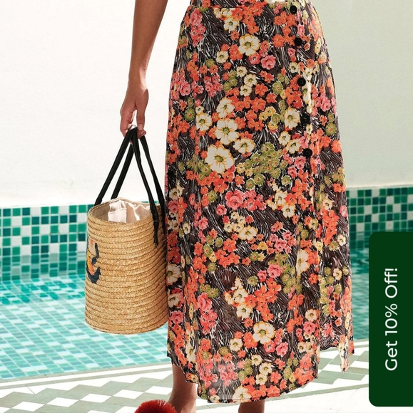 NWT Rihoas Floral Midi Skirt - Picture 3 of 10